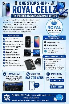 ONE STOP SHOP – ROYAL CELLZ FIX IPHONES IPADS MACBOOKS LAPTOP