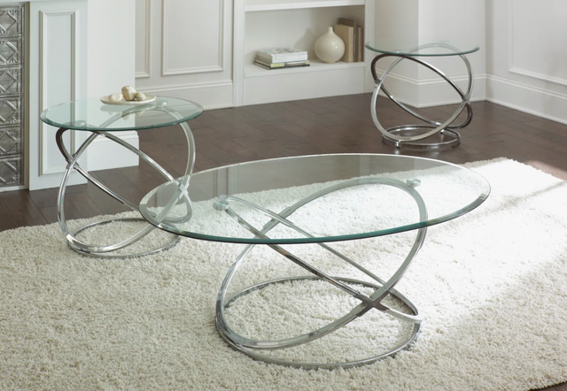 3 - Piece Glass Top Living Room Table Set