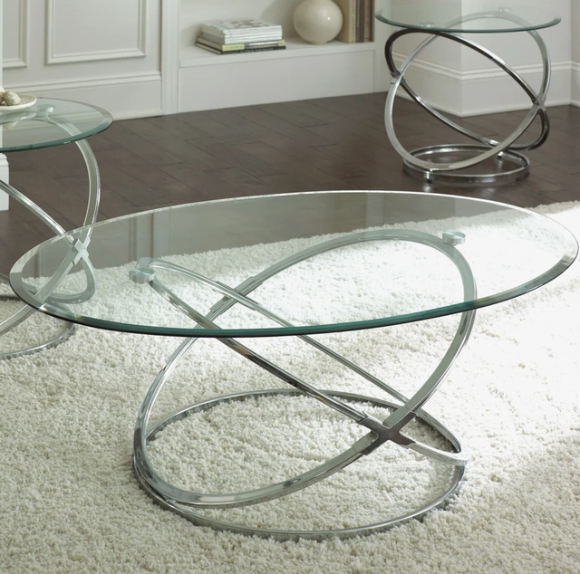 3 - Piece Glass Top Living Room Table Set - Photo 4