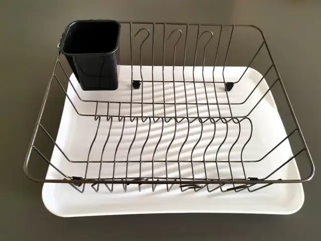 Rust Resistant Dishrack with Flatware Caddy, Angled Drain Board - Photo 2