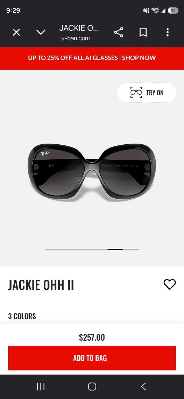 Ray Ban Jackue OHH II $175.00 Like New