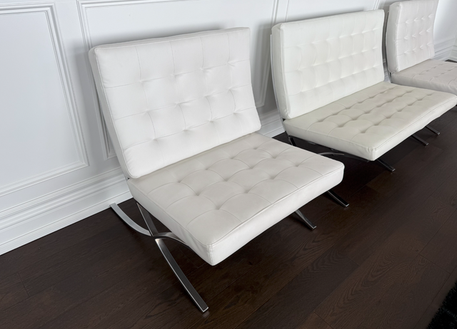 White Leather Lounge/Barcelona Chair - Photo 4