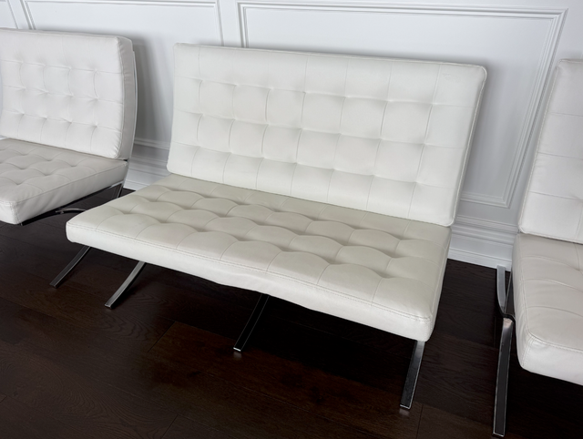 White Leather Lounge/Barcelona Chair - Photo 5