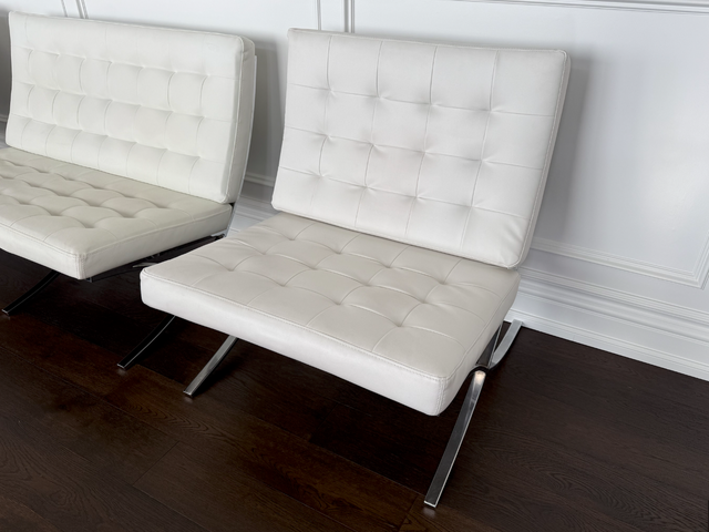 White Leather Lounge/Barcelona Chair - Photo 7