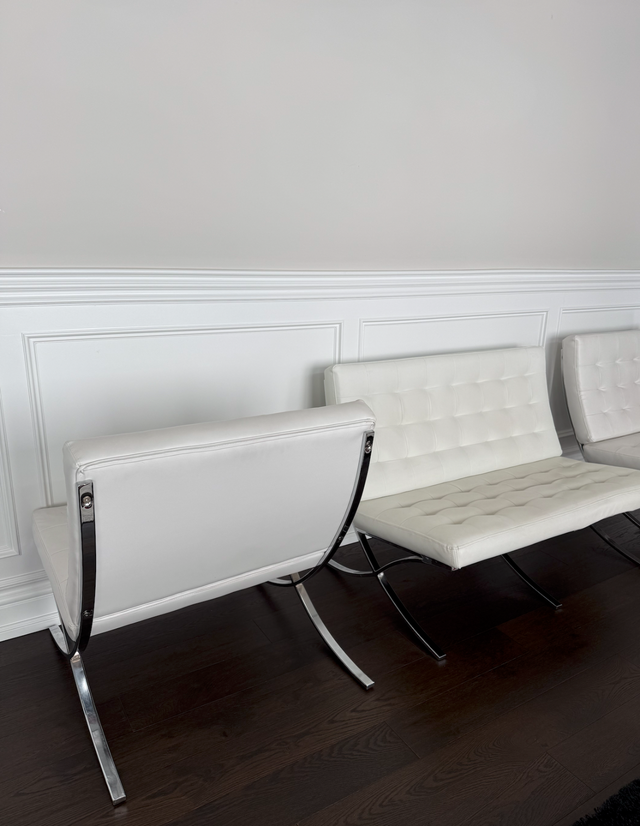 White Leather Lounge/Barcelona Chair - Photo 8