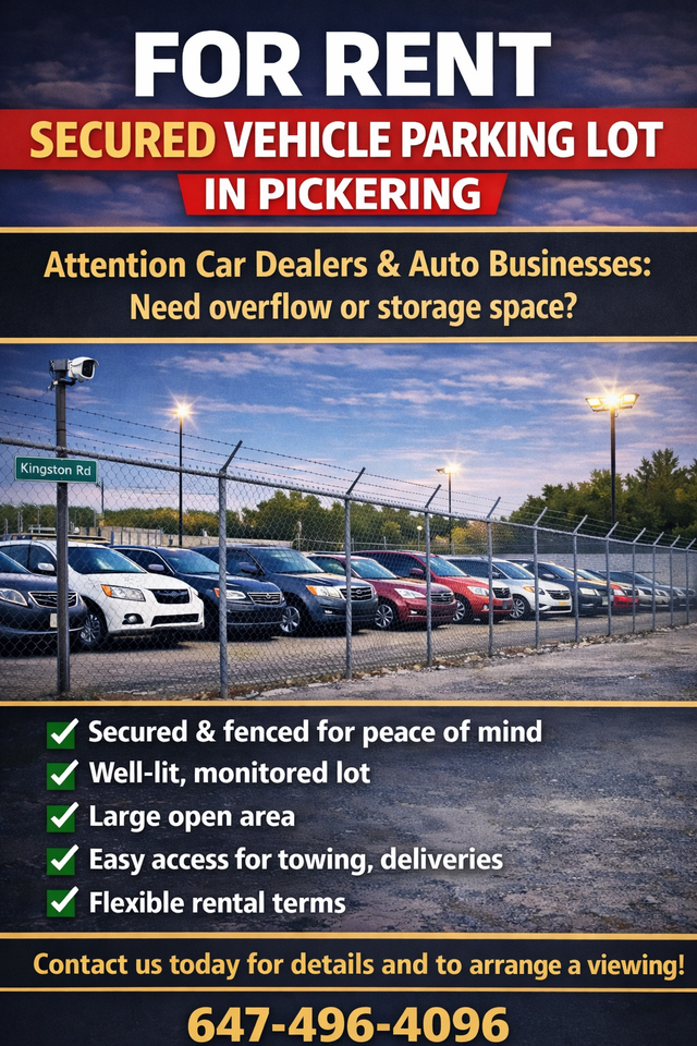 For Rent – Secured Vehicle Parking Lot in Pickering