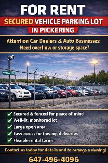 For Rent – Secured Vehicle Parking Lot in Pickering