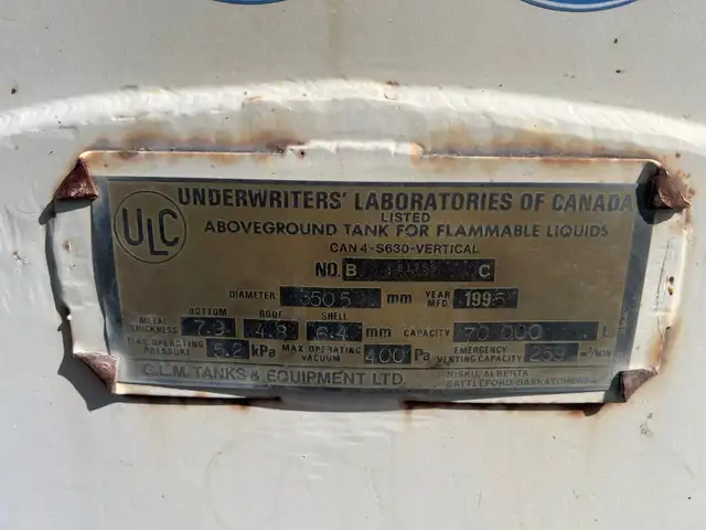 440 BBL (70,000L) ULC Vertical Fuel Tank – Medicine Hat - Photo 7