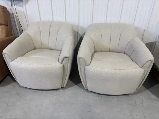 Fabric swivel chairs with power footrests