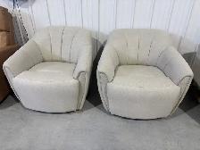 Fabric swivel chairs with power footrests