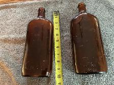 2. 1950’s G&W GOODERHAM WORTS Brown Whiskey Glass Bottles !