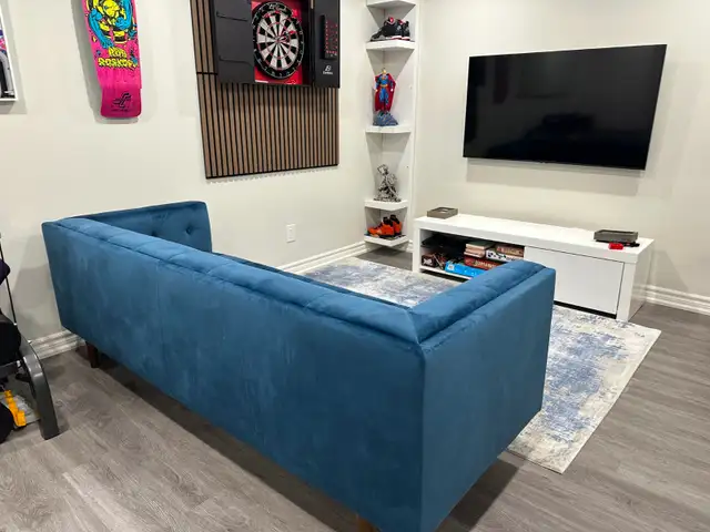 Blue Velvet Sofa  Brand New - Photo 3