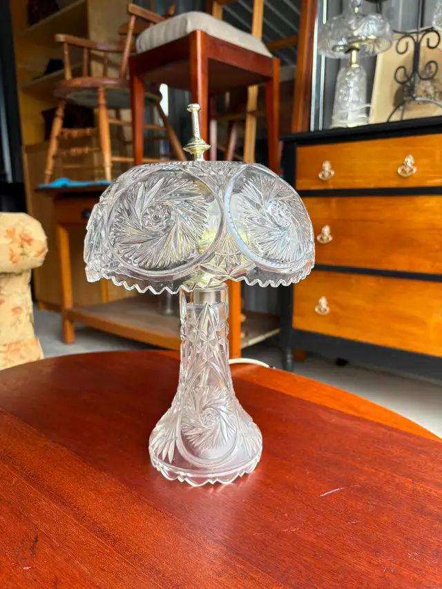Vintage Cut Crystal Mushroom Table Lamp