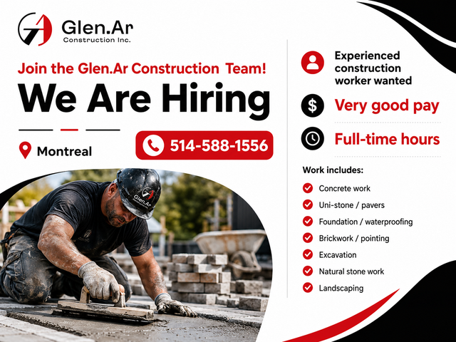 Experienced Construction Workers Wanted