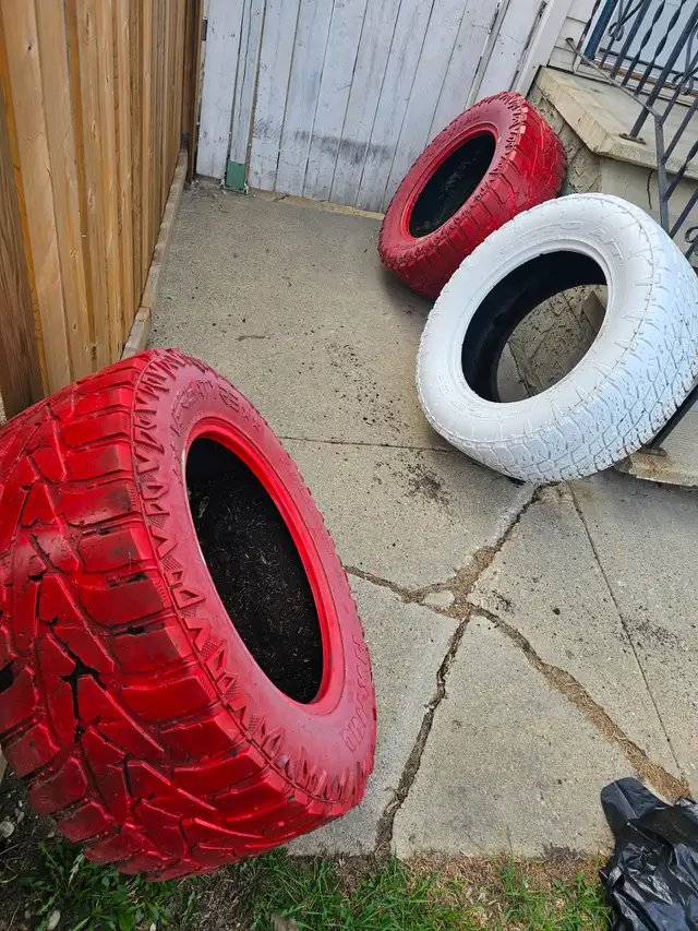 3 used tires for gardening