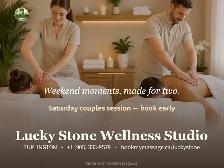 Weekend moments, made for two.A Saturday couples massage — rel
