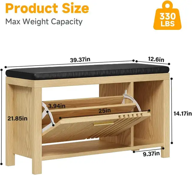 Brand New Simple Shoe Storage Bench Special $69 - Photo 7