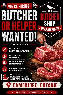BUTCHER / HELPER WANTED