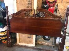 HeadBoard and steel bed frame on casters double or queen size