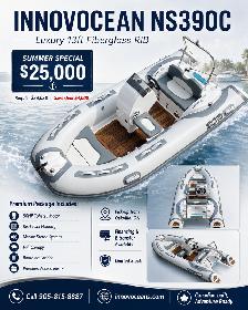13 ft Premium Fiberglass Luxury Boat with Canopy 50 HP motors