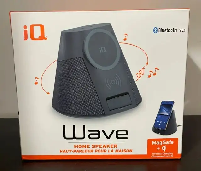 iQ Wave Bluetooth Home Speaker And Wireless Charger.