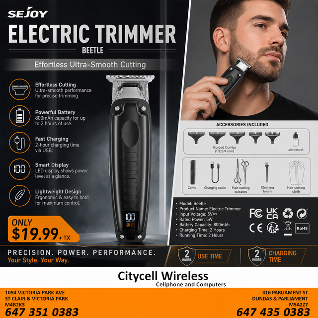 ELECTRIC TRIMMER WITH HAIR CUTTING TOOLS