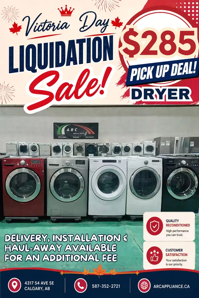 Victoria Day Liquidation Sale Dryer Pick Up Deal $285 Only!