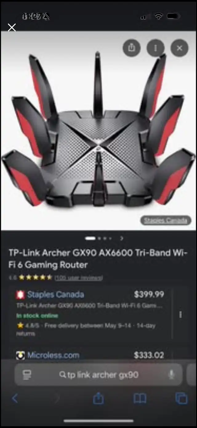 TP-Link Archer GX90 AX6600 Tri-Band Wi-Fi 6 Gaming Router