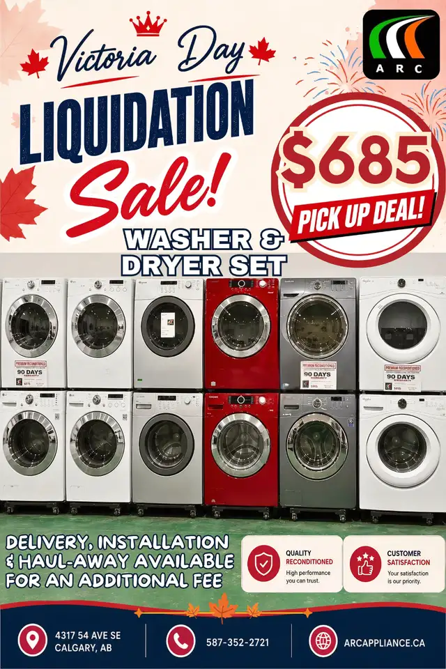 Victoria Day Liquidation Sale on Used Washer & Dryer $685