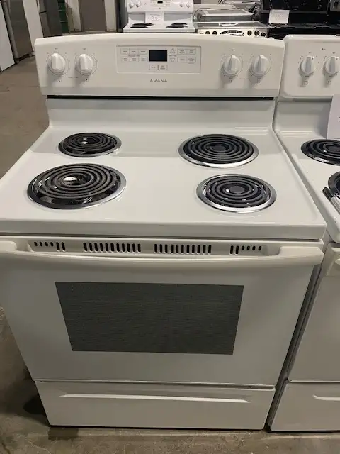 Cuisinière blanche ronds serpentins Amana