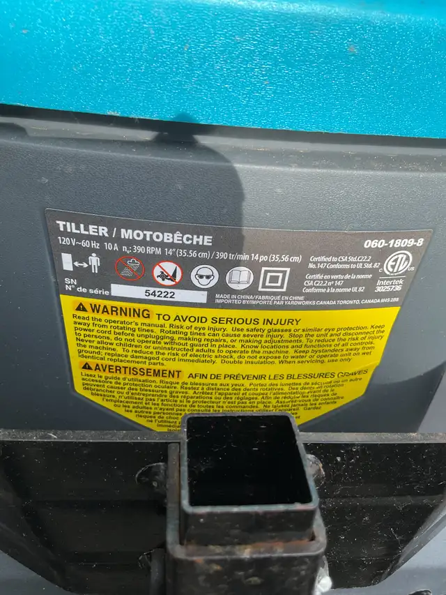 Yardworks 14-inch 10 amp electric corded tiller - Photo 4