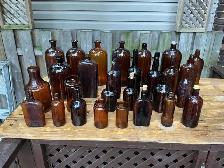 Antique Amber Glass Bottles !