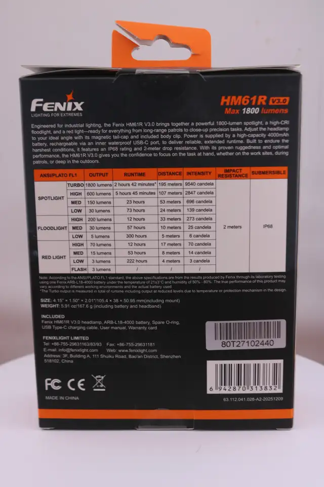 Brand New Fenix HM61R V3.0 rechargeable headlamp (#43521-1) - Photo 6