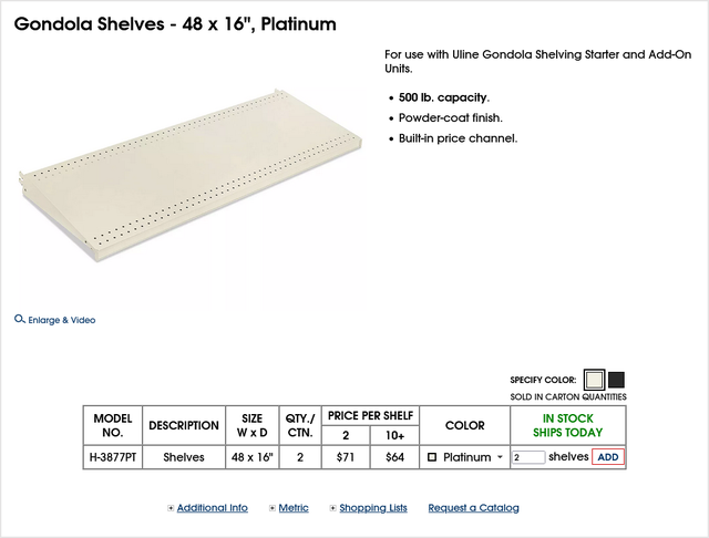 Gondola Shelving from ULINE