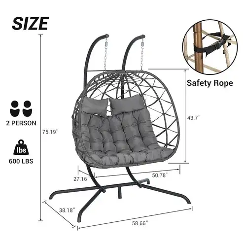 Brand New 1-Seat or 2-Seat Hanging Egg Chair From $169 to $199 - Photo 8