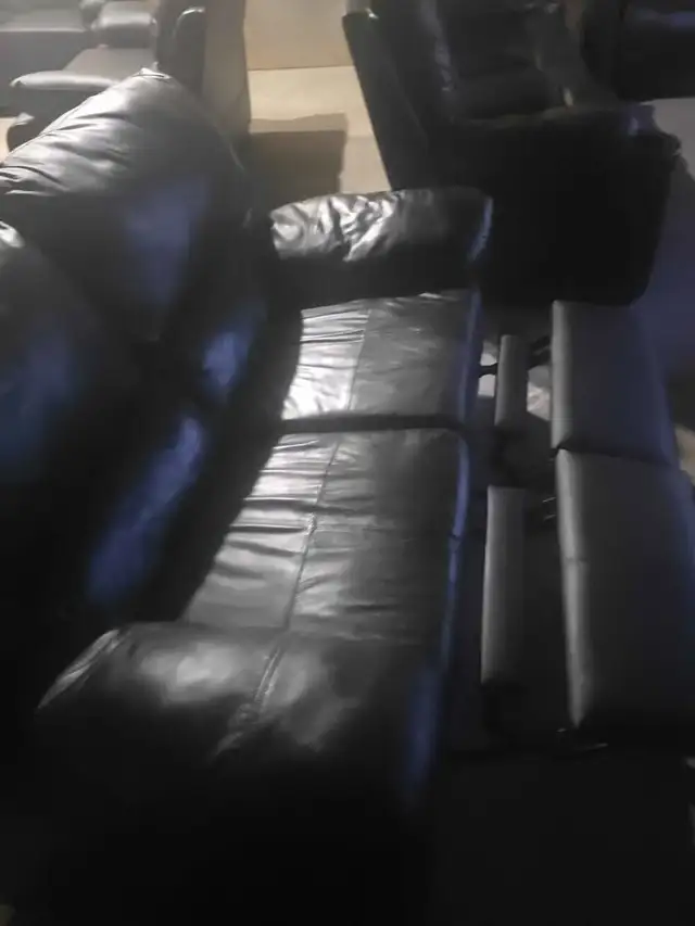 Black leather recliner sofa & love seat.Free delivery & disposal - Photo 2