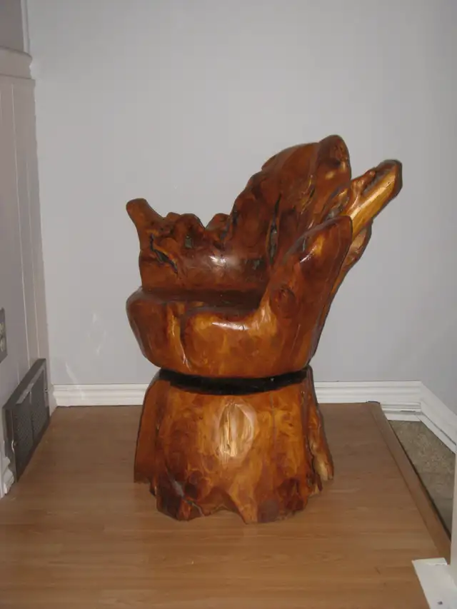 Fabulous Handcrafted Wood Swivel Chair - Photo 2