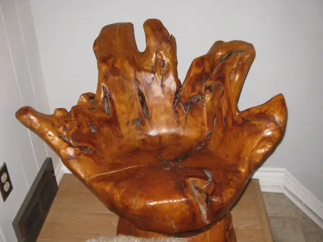 Fabulous Handcrafted Wood Swivel Chair - Photo 5