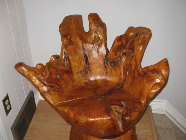 Fabulous Handcrafted Wood Swivel Chair - Photo 6
