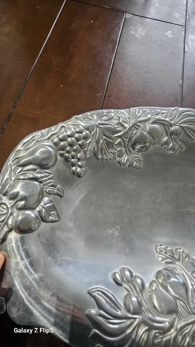 Grand plat, plateau ovale de service en aluminium - Photo 5