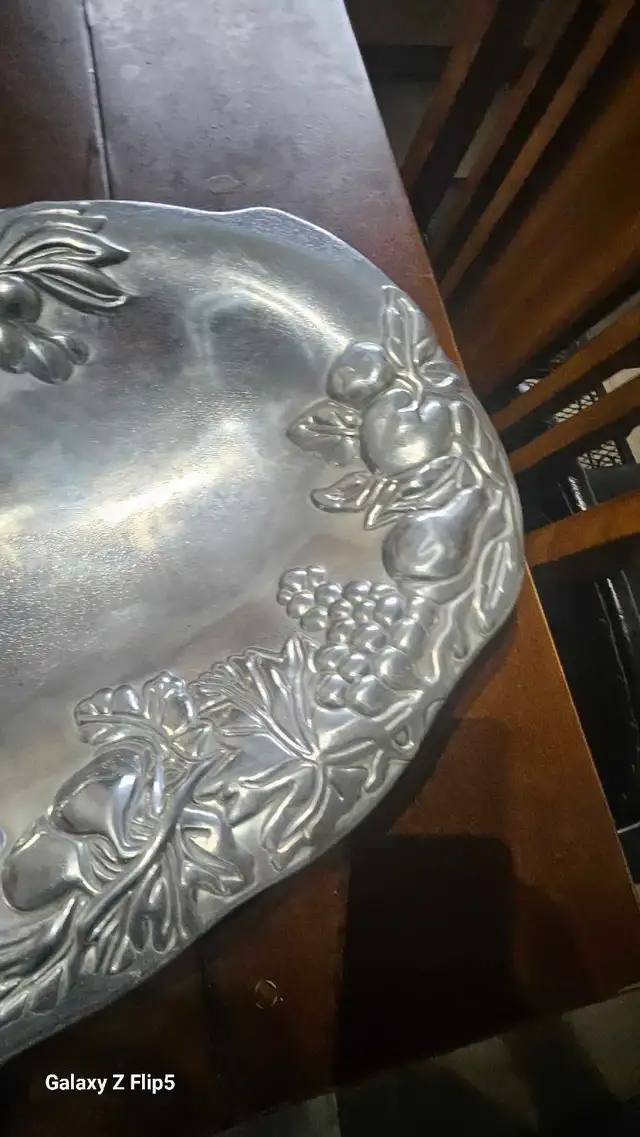Grand plat, plateau ovale de service en aluminium - Photo 6