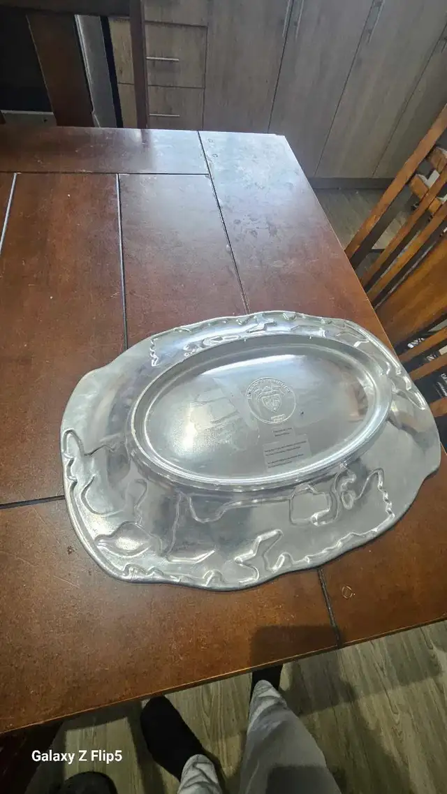 Grand plat, plateau ovale de service en aluminium - Photo 7