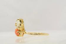 14K OPAL & PEACH COLORED STONE RING - Photo 2