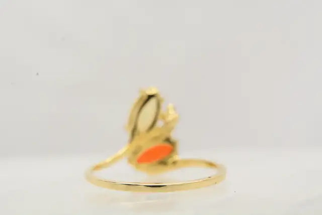 14K OPAL & PEACH COLORED STONE RING - Photo 3
