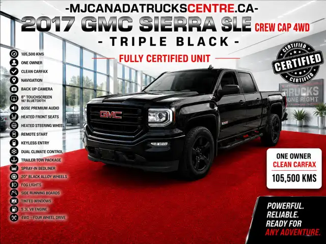 2017 GMC Sierra 1500 Crew Cab SLE Elevation Pkg Triple Black Loa