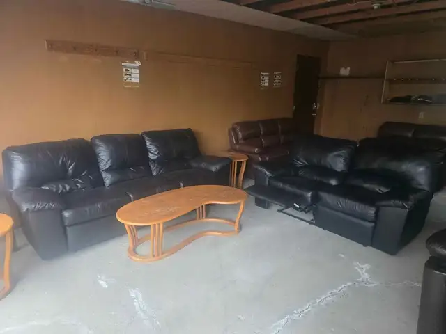 Black leather recliner sofa & love seat.Free delivery & disposal
