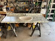 countertop and sink and taps