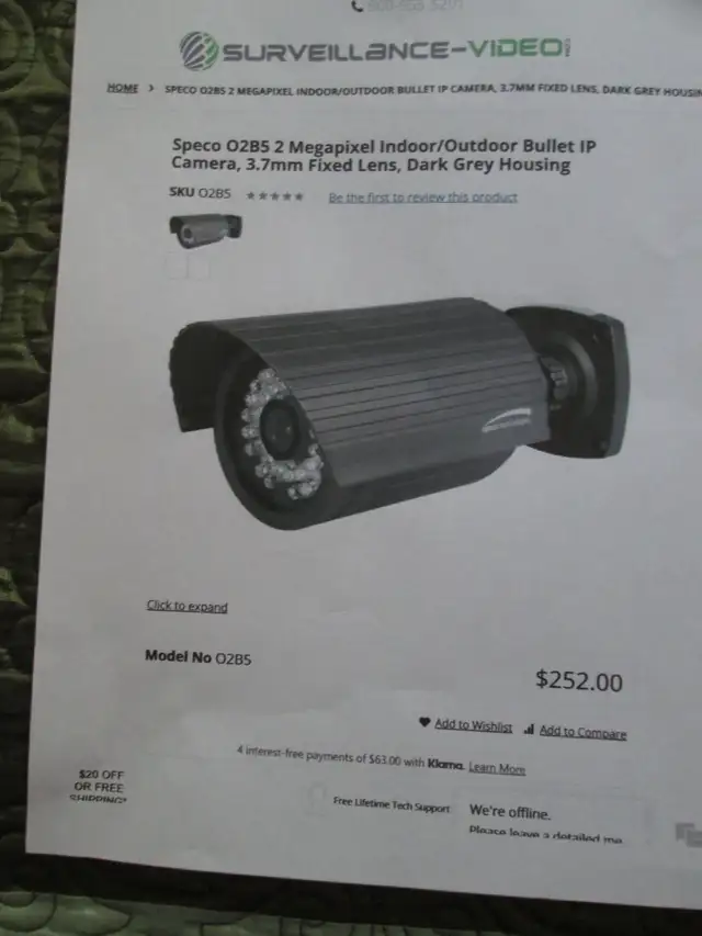 SEPCO VIDEO SURVIELANCE CAMERA No.0285