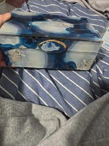 Crystal blue white storage box