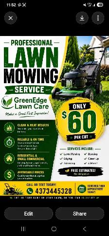 LAWN MOWING SERVICE – ONLY $60